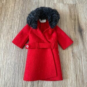 Barbie Doll Vintage Red Black Wool Coat 1960s Cold Outside Classic